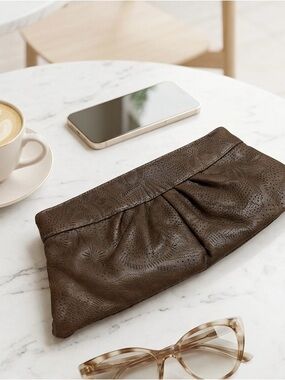 Lauren Merkin Brown Perforated Leather Clutch